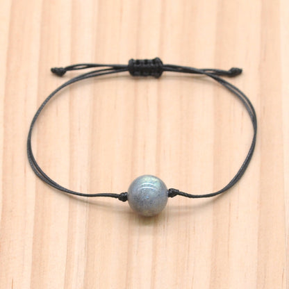 CGB1083 Handmade Labradorite Adjustable Bracelet Smooth Round 12mm