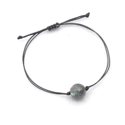 CGB1084 Handmade Labradorite Adjustable Bracelet Faceted Round 12mm