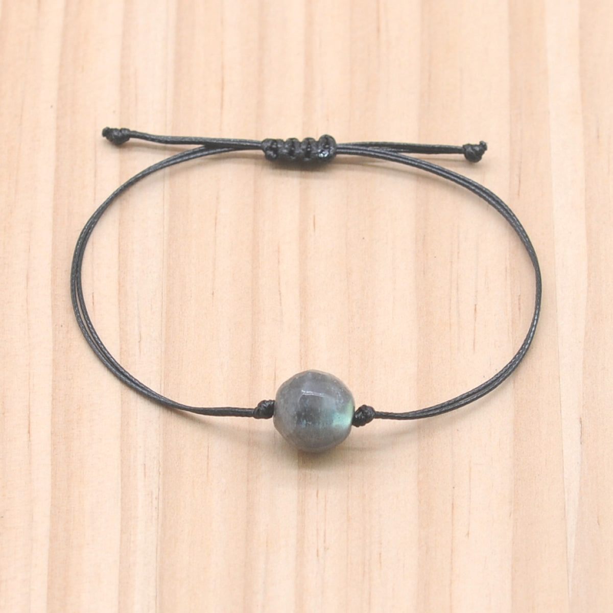 CGB1084 Handmade Labradorite Adjustable Bracelet Faceted Round 12mm