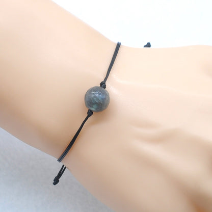 CGB1084 Handmade Labradorite Adjustable Bracelet Faceted Round 12mm