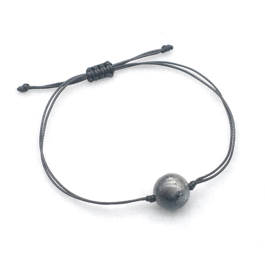 CGB1085 Handmade Black Labradorite Adjustable Bracelet Smooth Round 12mm