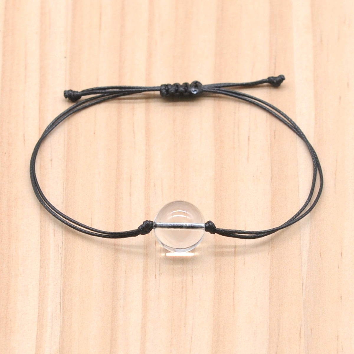 CGB1088 Handmade Clear Quartz Adjustable Bracelet Smooth Round 12mm