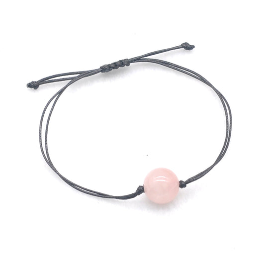 CGB1091 Handmade Rose Quartz Adjustable Bracelet Smooth Round 12mm