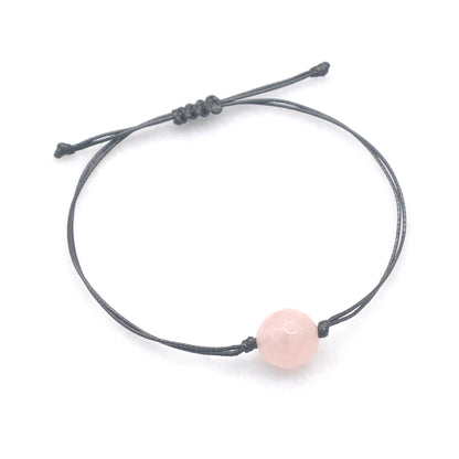 CGB1092 Handmade Rose Quartz Adjustable Bracelet Faceted Round 12mm