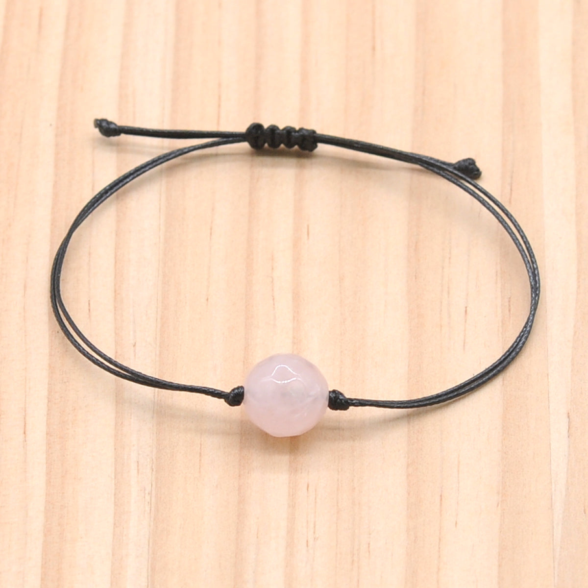 CGB1092 Handmade Rose Quartz Adjustable Bracelet Faceted Round 12mm