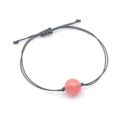 CGB1093 Handmade Cherry Quartz Adjustable Bracelet Smooth Round 12mm