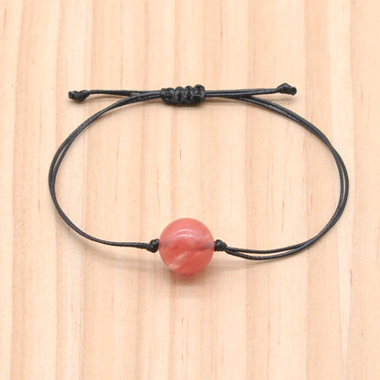 CGB1093 Handmade Cherry Quartz Adjustable Bracelet Smooth Round 12mm