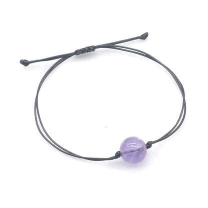 CGB1094 Handmade Amethyst Adjustable Bracelet Smooth Round 12mm