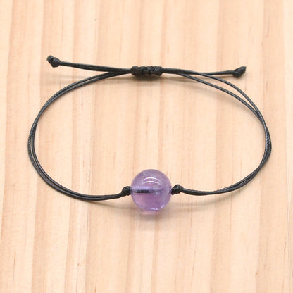 CGB1094 Handmade Amethyst Adjustable Bracelet Smooth Round 12mm