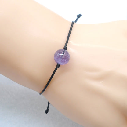 CGB1094 Handmade Amethyst Adjustable Bracelet Smooth Round 12mm