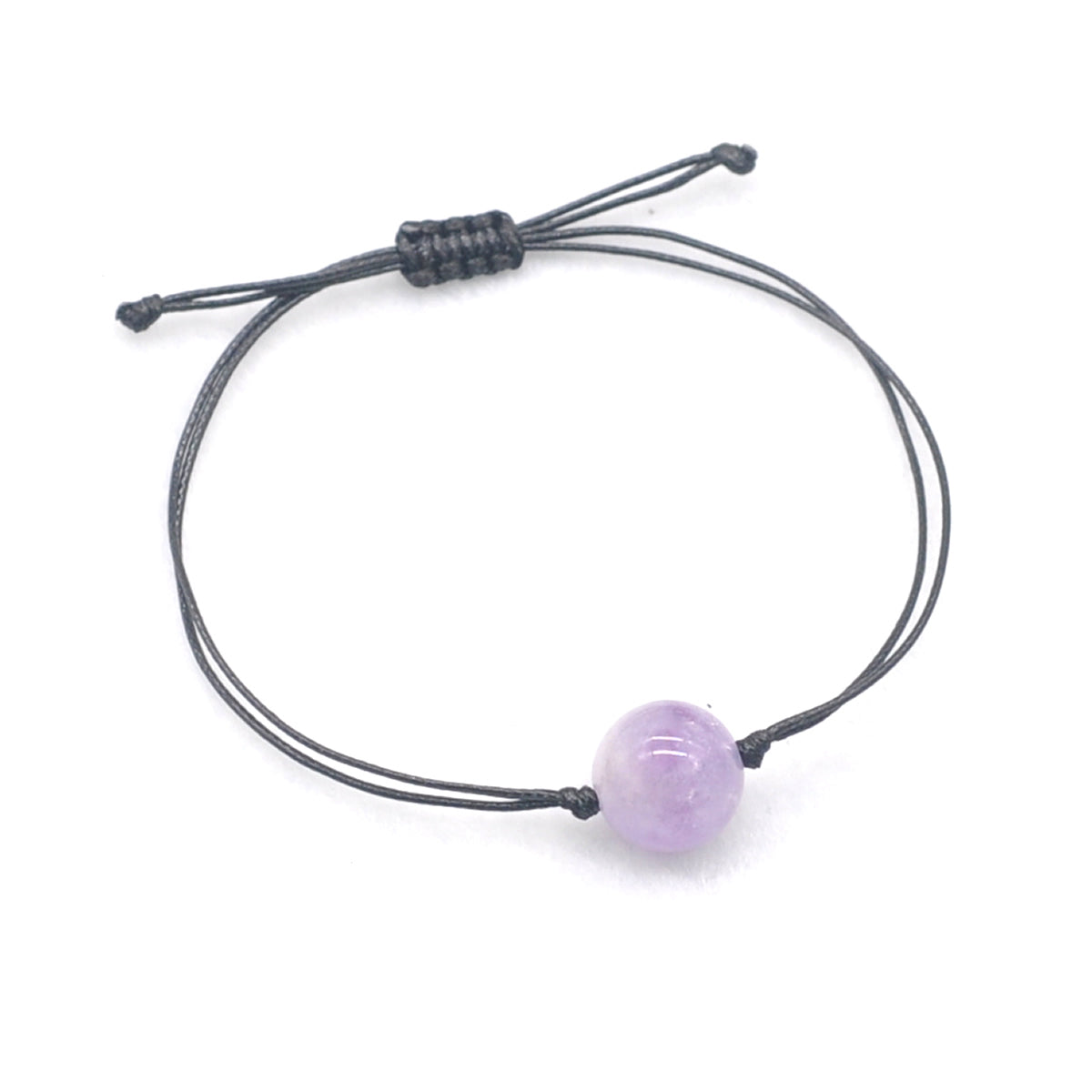 CGB1095 Handmade Lavender Amethyst Adjustable Bracelet Smooth Round 12mm