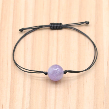 CGB1095 Handmade Lavender Amethyst Adjustable Bracelet Smooth Round 12mm