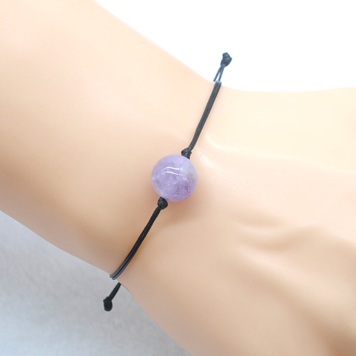 CGB1095 Handmade Lavender Amethyst Adjustable Bracelet Smooth Round 12mm