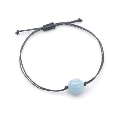 CGB1097 Handmade Aquamarine Adjustable Bracelet Smooth Round 12mm