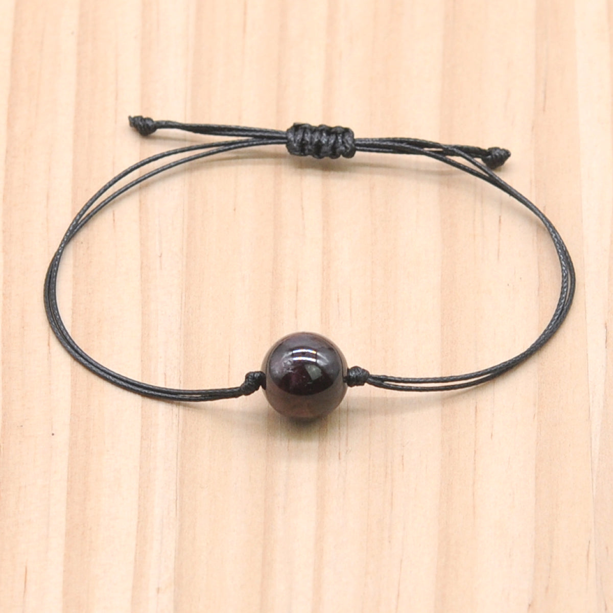 CGB1099 Handmade Garnet Adjustable Bracelet Smooth Round 12mm