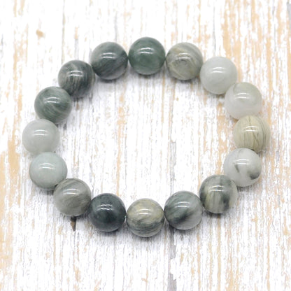 CGB11 Seaweed Quartz Beads Stretch Bracelet Smooth Round 10mm 12mm