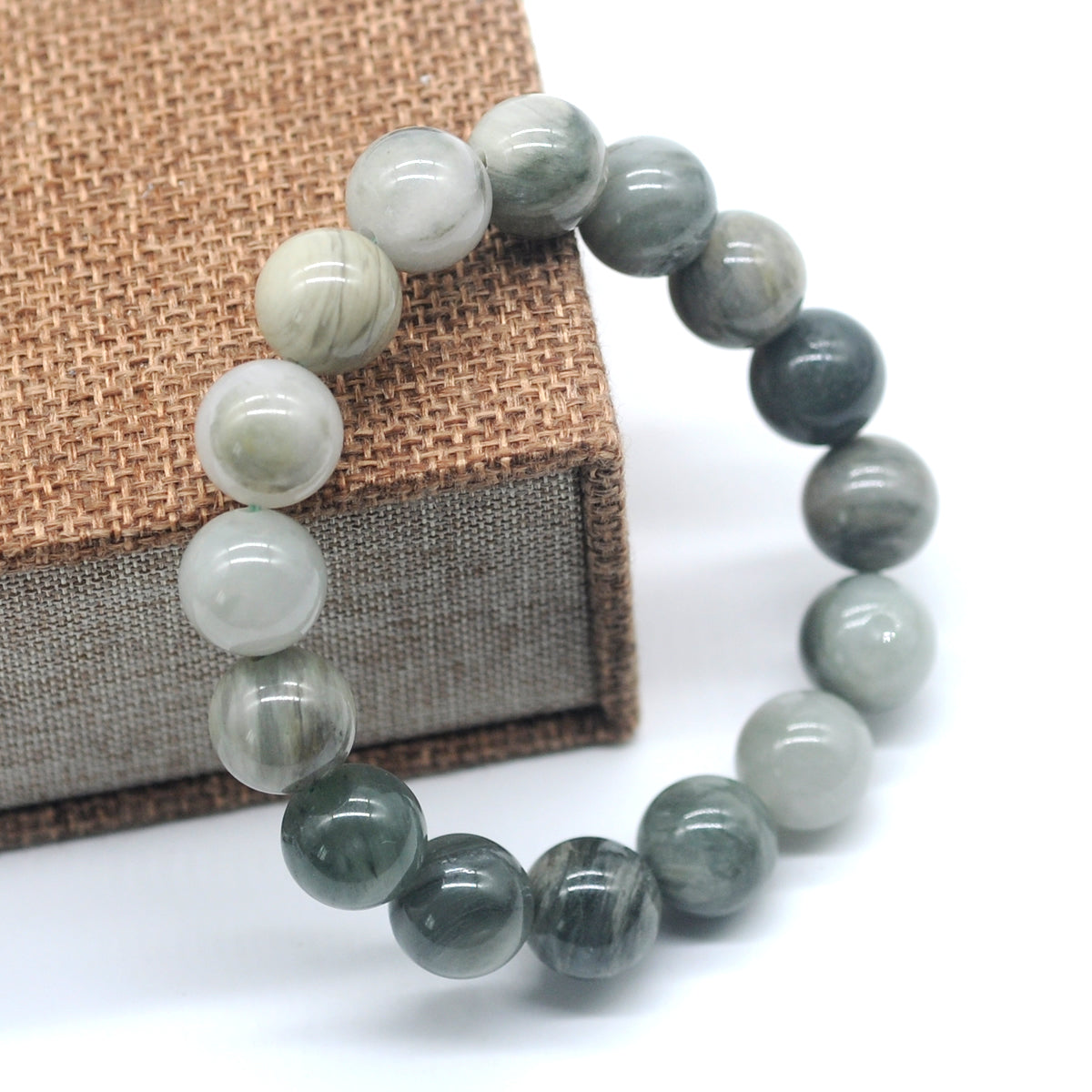 CGB11 Seaweed Quartz Beads Stretch Bracelet Smooth Round 10mm 12mm