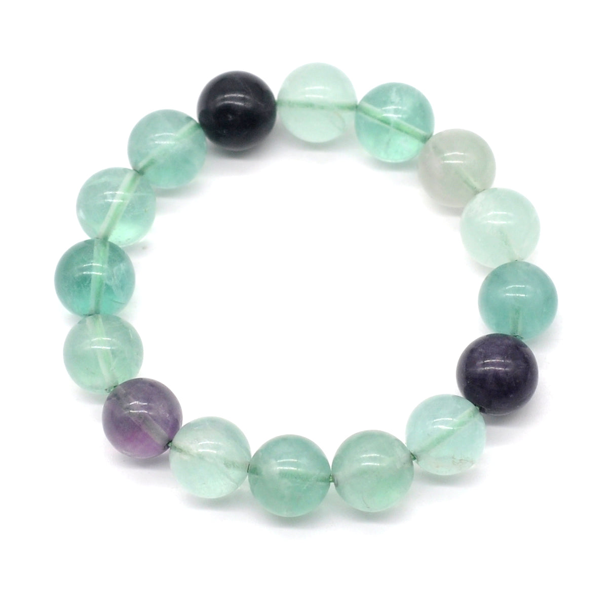 CGB12 Fluorite Gemstone Beads Stretch Bracelet Smooth Round 10mm 12mm