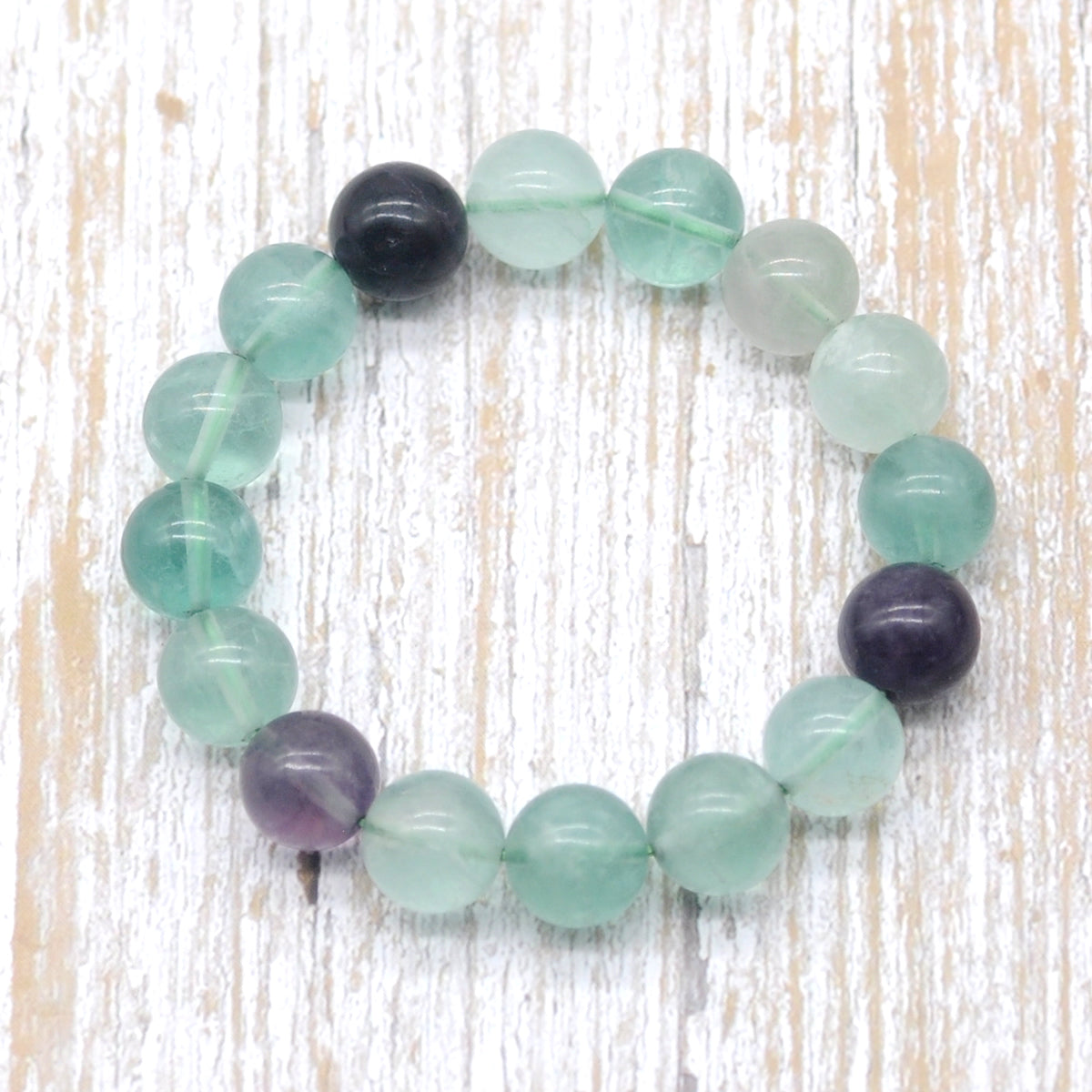 CGB12 Fluorite Gemstone Beads Stretch Bracelet Smooth Round 10mm 12mm