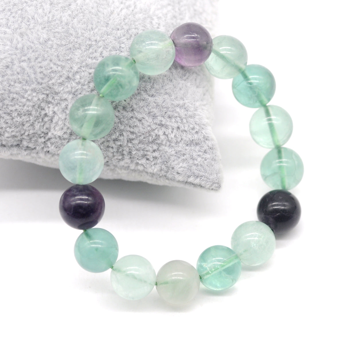 CGB12 Fluorite Gemstone Beads Stretch Bracelet Smooth Round 10mm 12mm