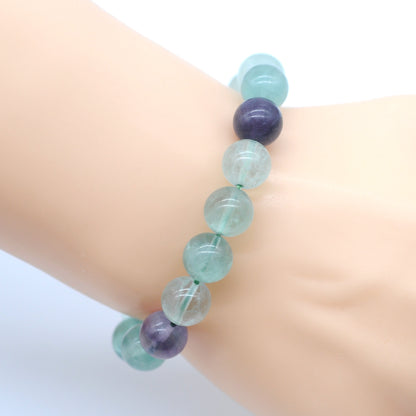 CGB12 Fluorite Gemstone Beads Stretch Bracelet Smooth Round 10mm 12mm