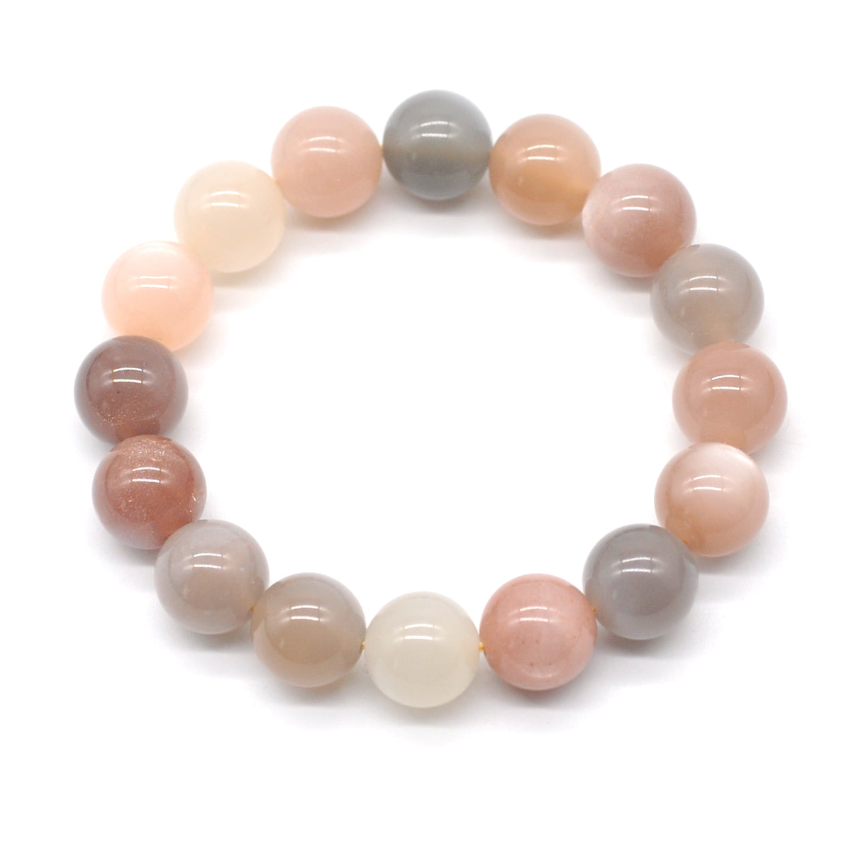 CGB15 Moonstone Gemstone Beads Stretch Bracelet Smooth Round 10mm 12mm