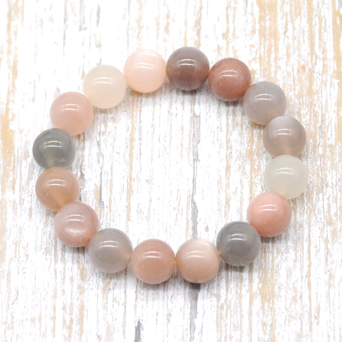 CGB15 Moonstone Gemstone Beads Stretch Bracelet Smooth Round 10mm 12mm