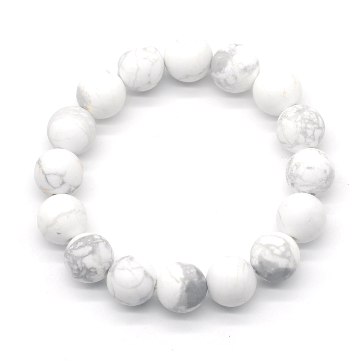 CGB152 White Howlite Beads Stretch Bracelet Matte Round 10mm 12mm