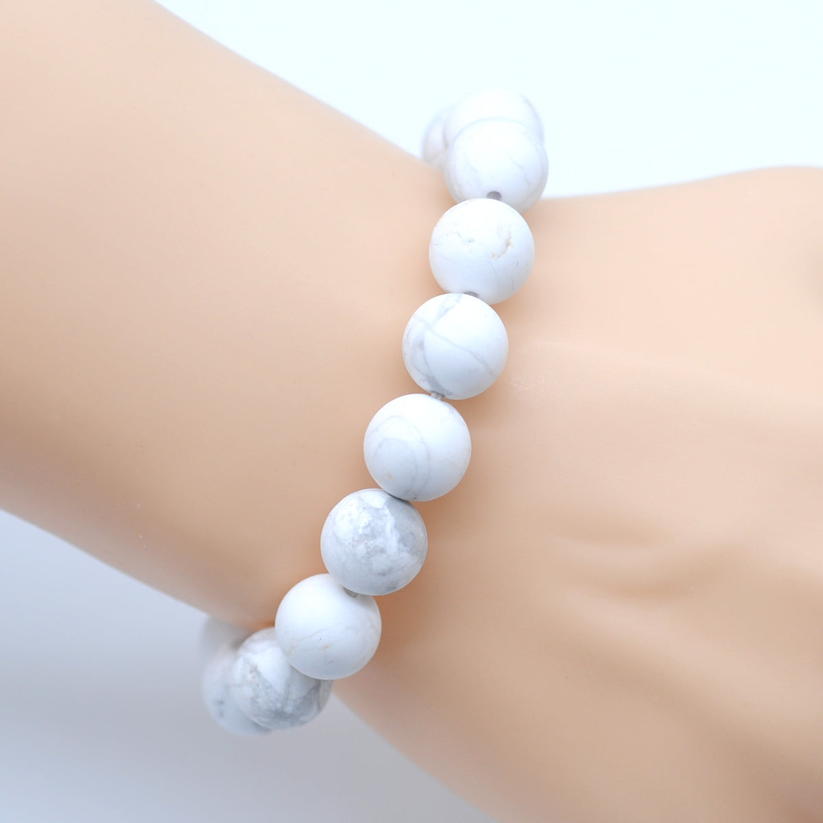 CGB152 White Howlite Beads Stretch Bracelet Matte Round 10mm 12mm