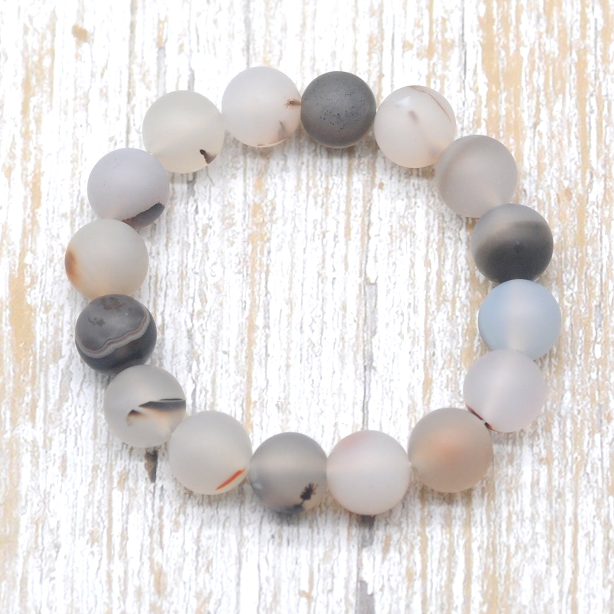 CGB153 Montana Agate Beads Stretch Bracelet Matte Round 10mm 12mm