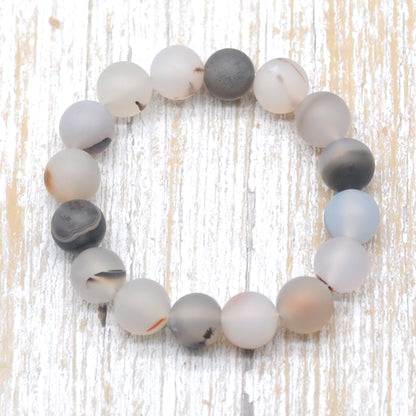 CGB153 Montana Agate Beads Stretch Bracelet Matte Round 10mm 12mm