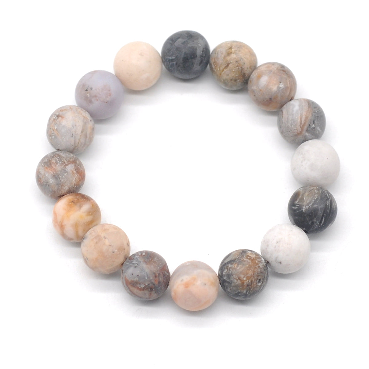 CGB154 Bamboo Leaf Agate Beads Stretch Bracelet Matte Round 10mm 12mm