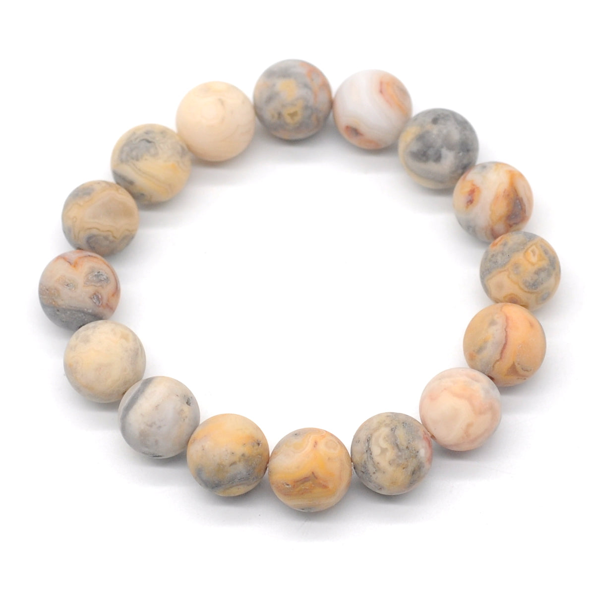 CGB155 Yellow Crazy Lace Agate Beads Stretch Bracelet Matte Round 10mm 12mm