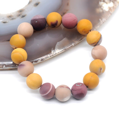 CGB157 Mookaite Gemstone Beads Stretch Bracelet Matte Round 10mm 12mm