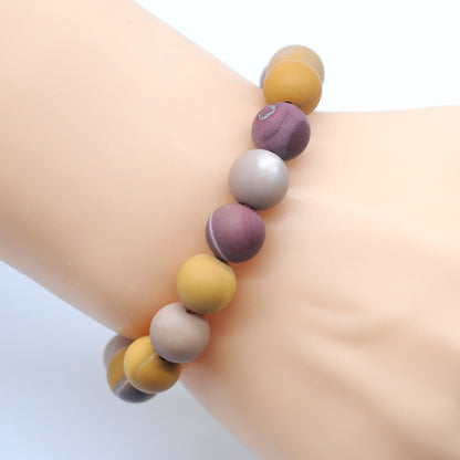 CGB157 Mookaite Gemstone Beads Stretch Bracelet Matte Round 10mm 12mm