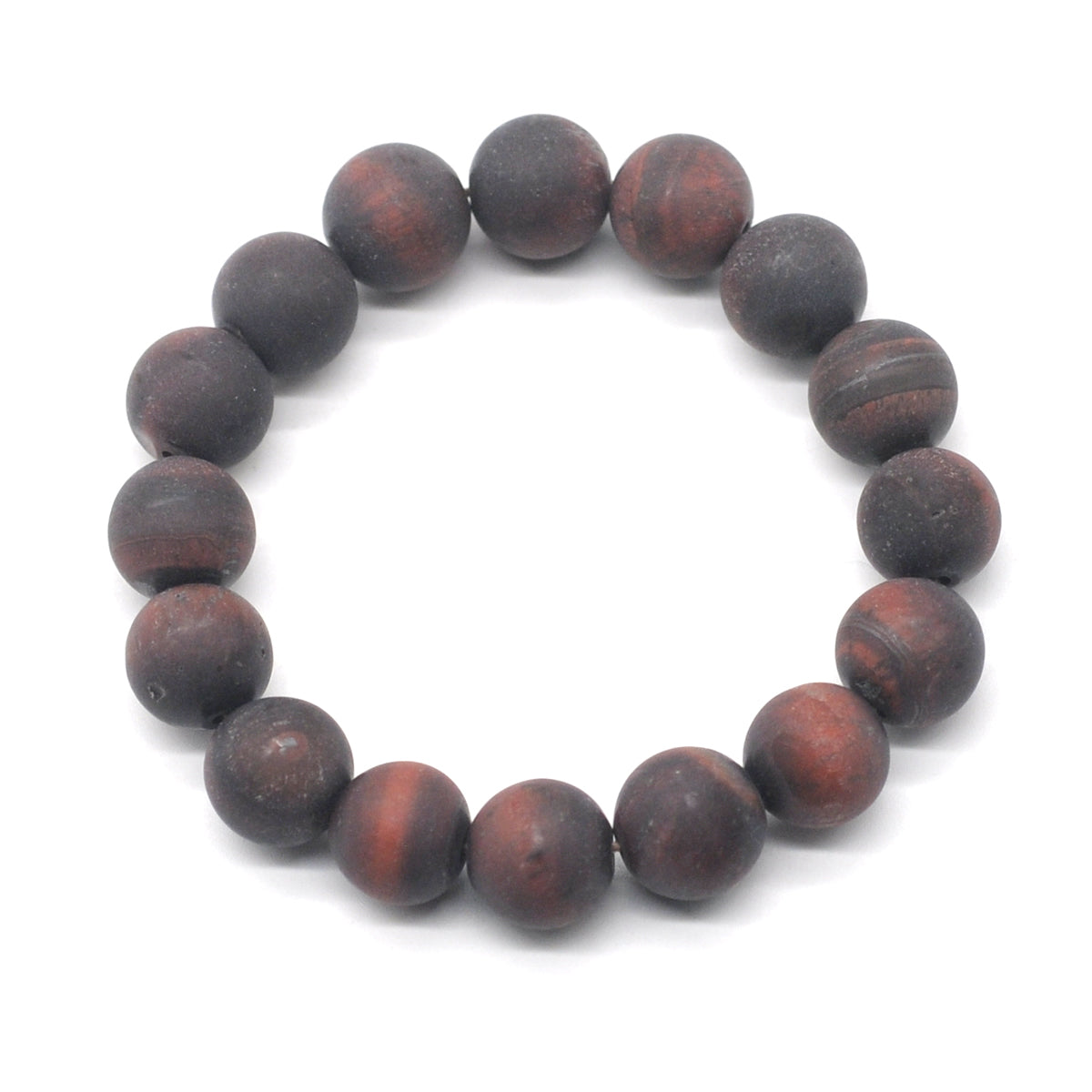 CGB159 Red Tiger Eye Beads Stretch Bracelet Matte Round 10mm 12mm