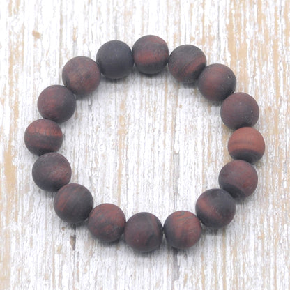 CGB159 Red Tiger Eye Beads Stretch Bracelet Matte Round 10mm 12mm