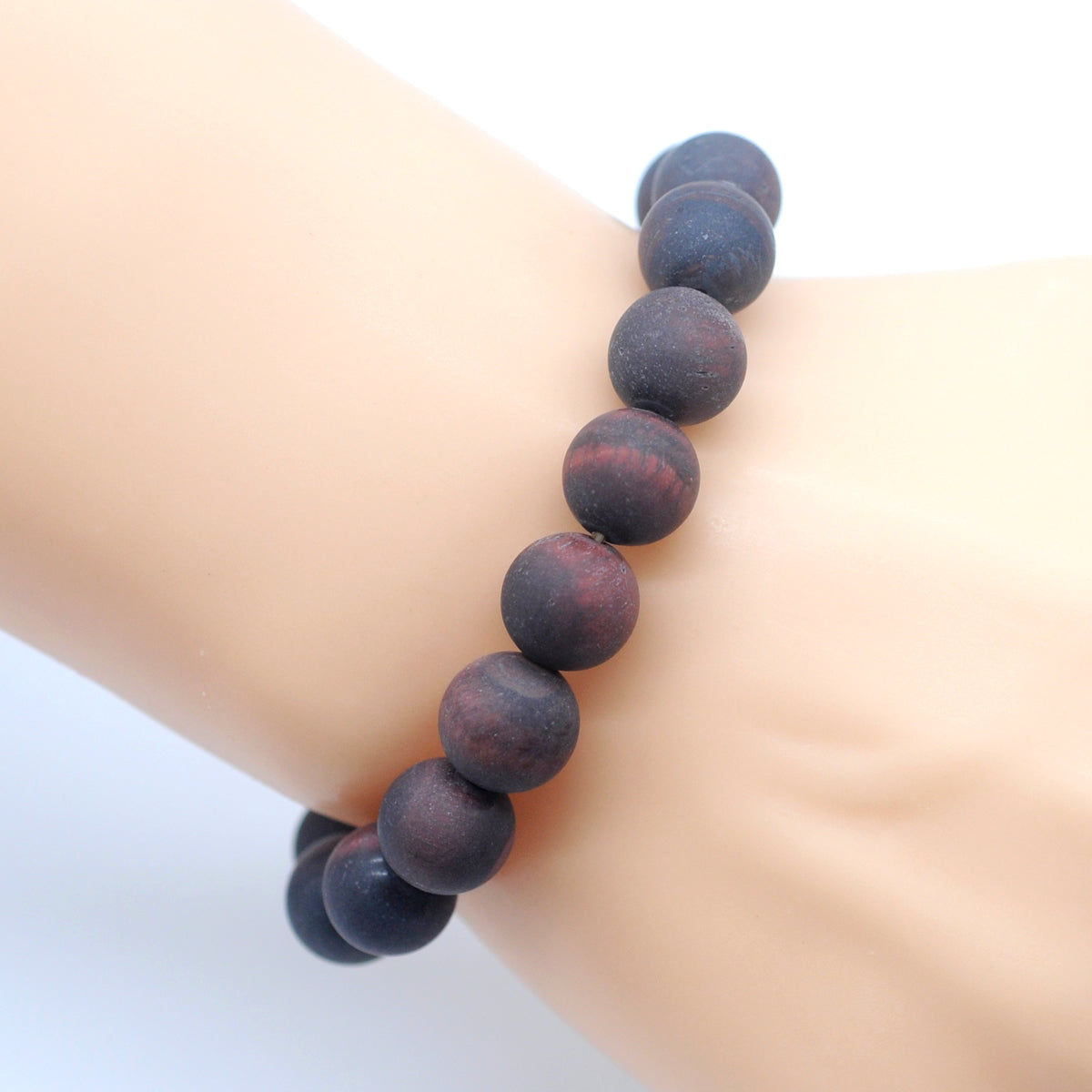 CGB159 Red Tiger Eye Beads Stretch Bracelet Matte Round 10mm 12mm