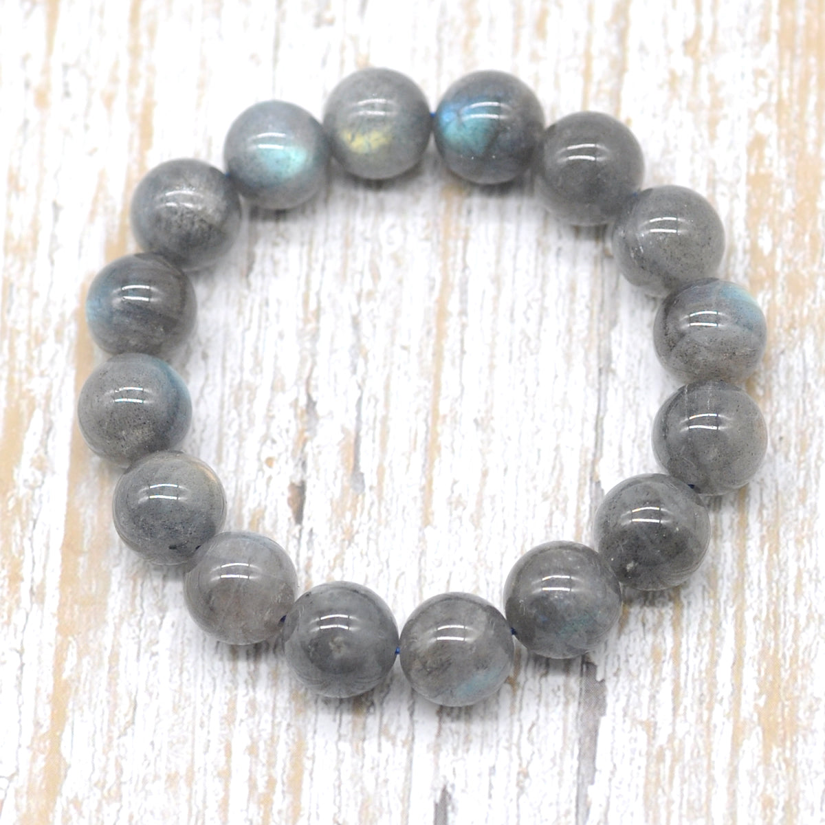 CGB16 Labradorite Gemstone Beads Stretch Bracelet Smooth Round 10mm 12mm