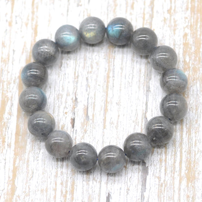 CGB16 Labradorite Gemstone Beads Stretch Bracelet Smooth Round 10mm 12mm