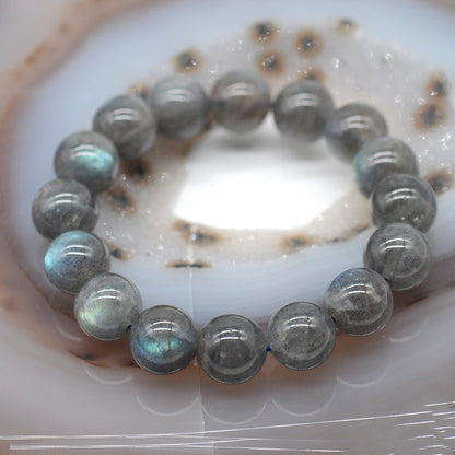 CGB16 Labradorite Gemstone Beads Stretch Bracelet Smooth Round 10mm 12mm