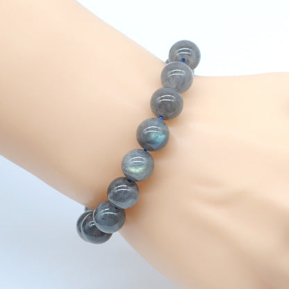 CGB16 Labradorite Gemstone Beads Stretch Bracelet Smooth Round 10mm 12mm