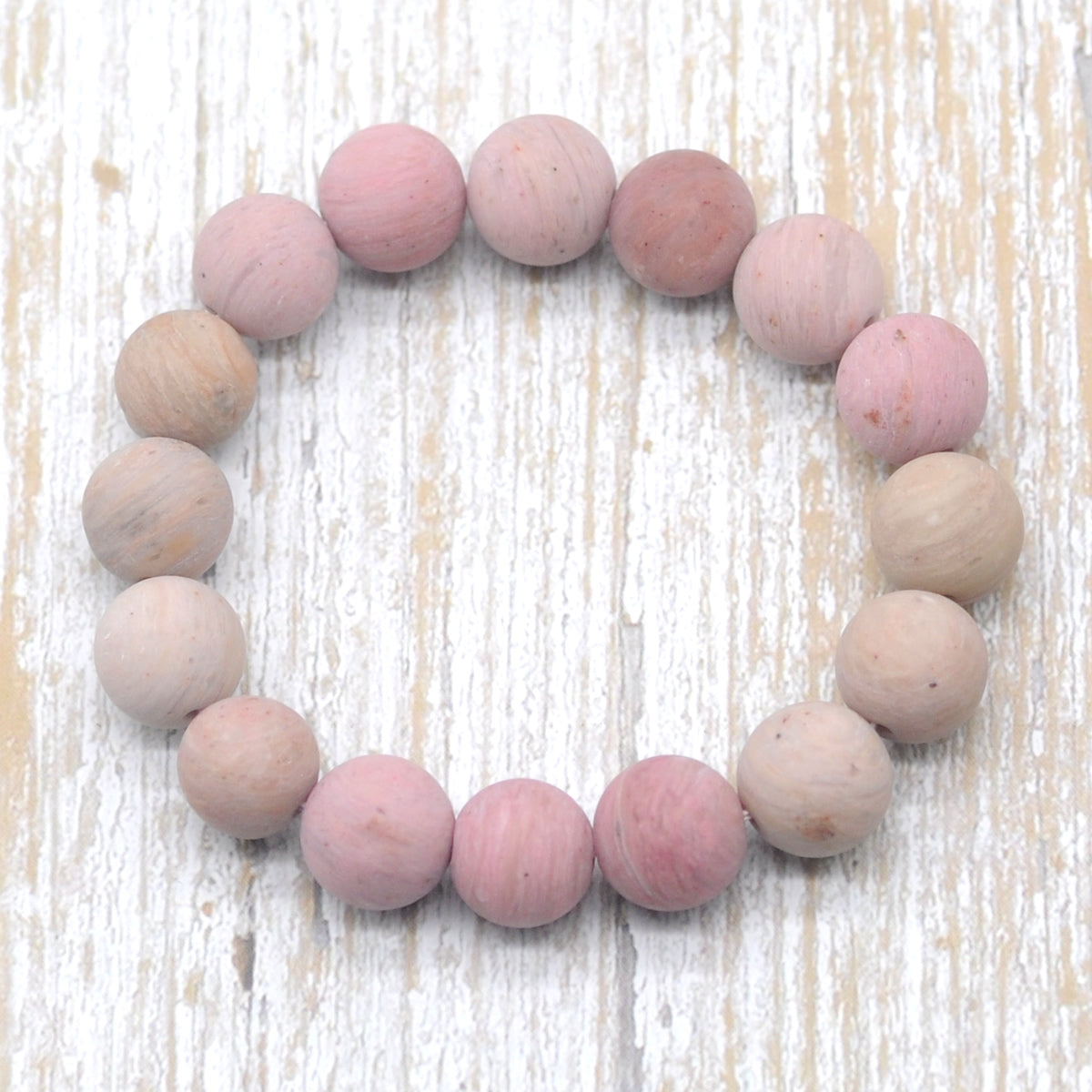 CGB161 Pink Wood Jasper Beads Stretch Bracelet Matte Round 10mm 12mm