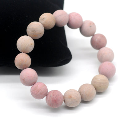 CGB161 Pink Wood Jasper Beads Stretch Bracelet Matte Round 10mm 12mm