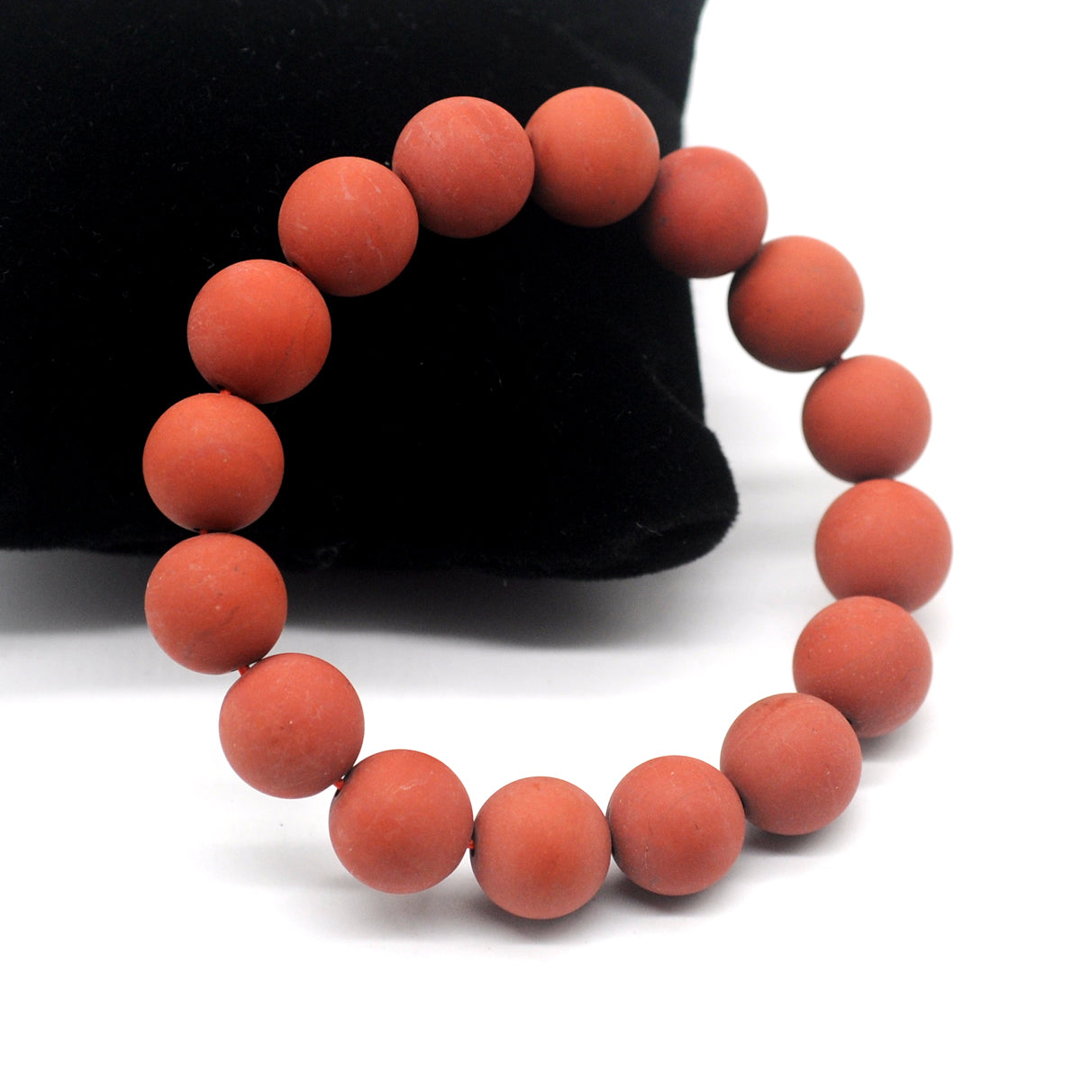 CGB162 Red Jasper Beads Stretch Bracelet Matte Round 10mm 12mm