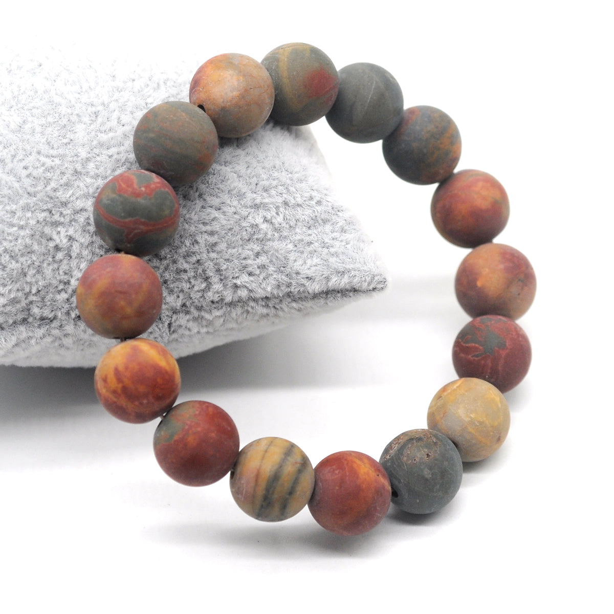 CGB163 Picasso Jasper Beads Stretch Bracelet Matte Round 10mm 12mm