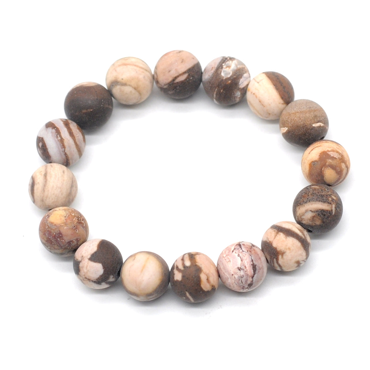 CGB165 Australian Zebra Jasper Beads Stretch Bracelet Matte Round 10mm 12mm