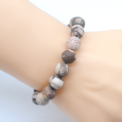 CGB165 Australian Zebra Jasper Beads Stretch Bracelet Matte Round 10mm 12mm