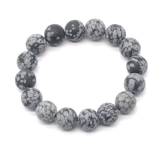 CGB170 Snowflake Obsidian Beads Stretch Bracelet Matte Round 10mm 12mm