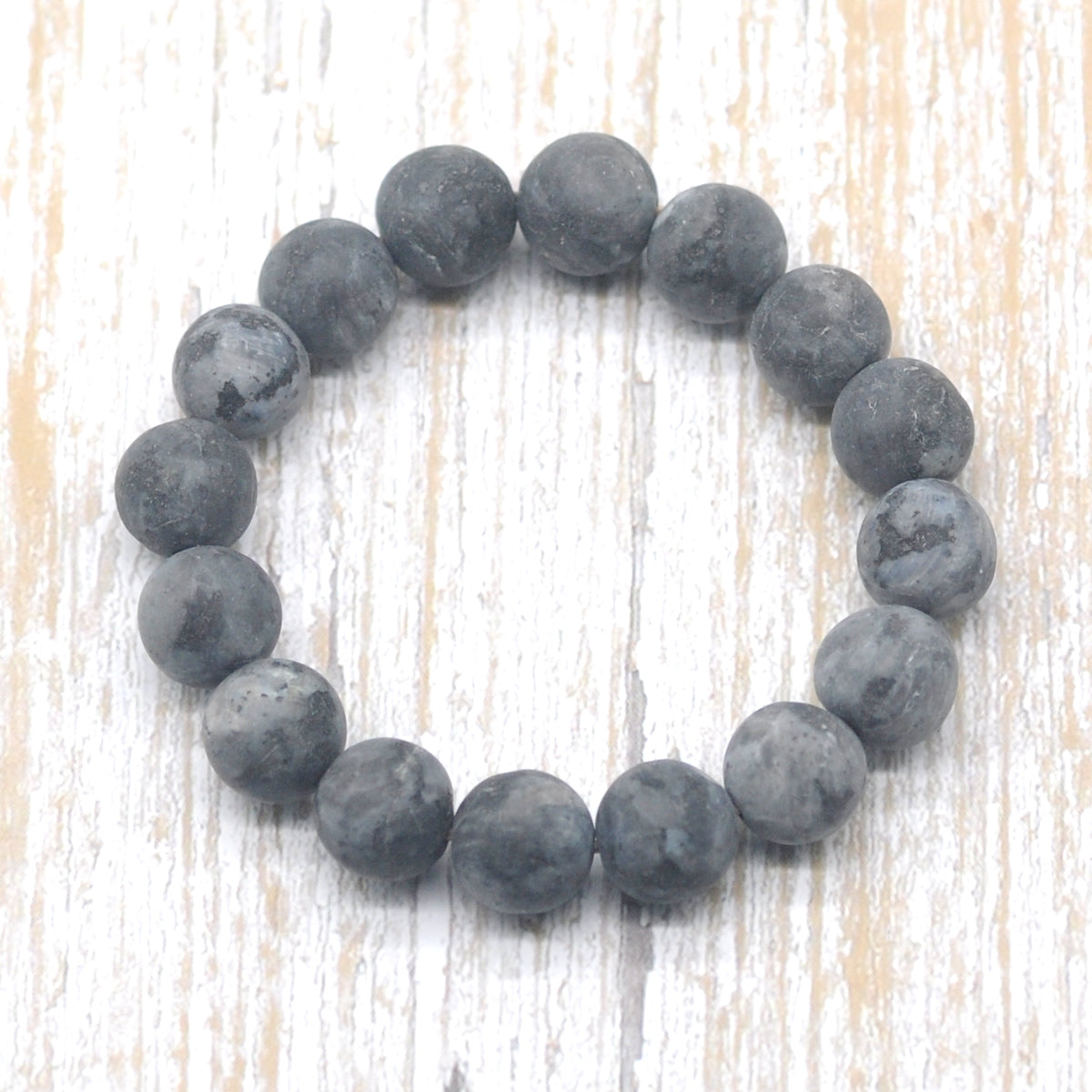 CGB171 Black Labradorite Beads Stretch Bracelet Matte Round 10mm 12mm